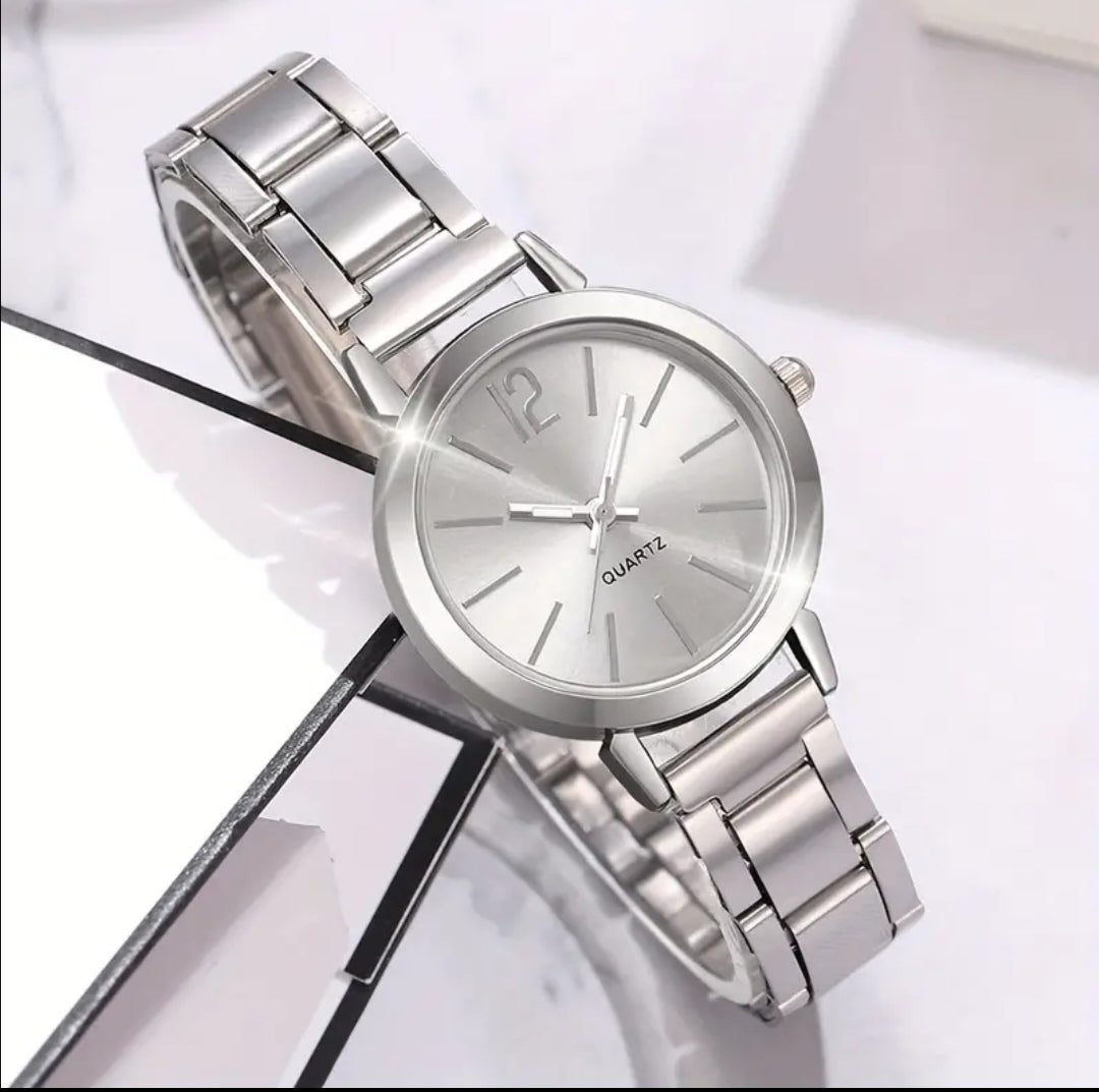 RELOJ+PULSERA ESMERALDA PLATA