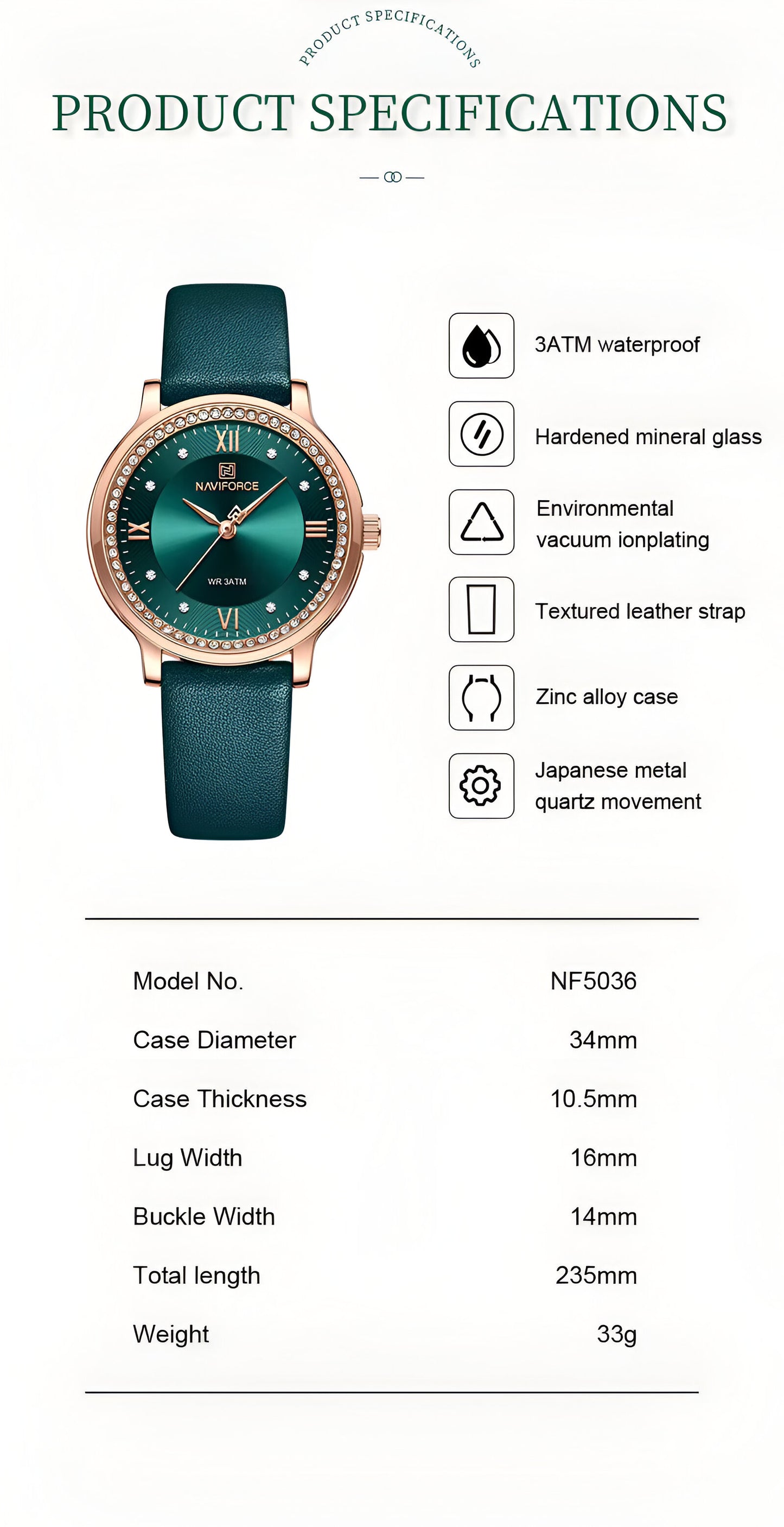 RELOJ NAVIFORCE CASUAL CUERO